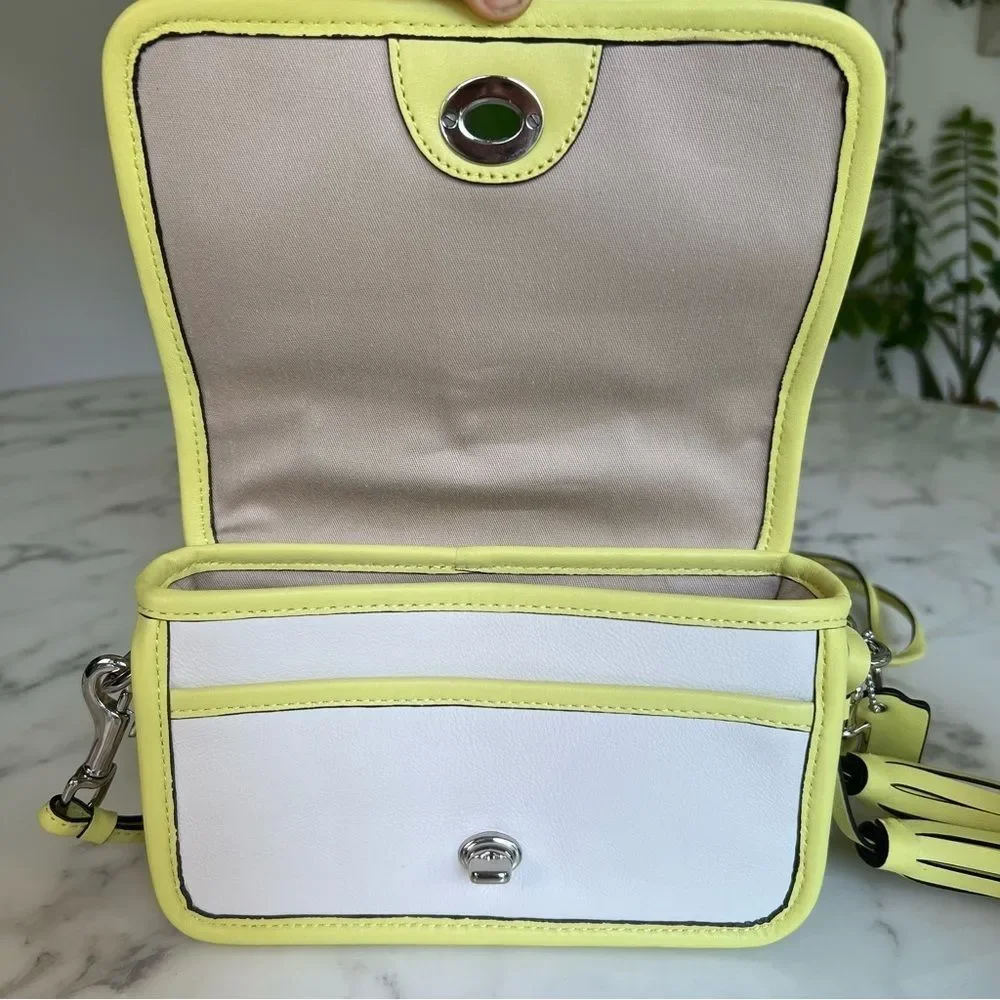 NWOT Coach Legacy Archival Two Tone Leather Penny Bag 22406 Citrine Parchment
